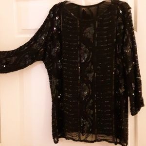 Sequined long-sleeved top